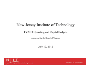 New Jersey Institute of Technology FY2013 Operating and Capital Budgets
