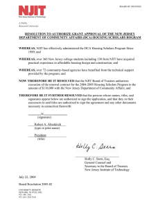 RESOLUTION TO AUTHORIZE GRANT APPROVAL OF THE NEW JERSEY