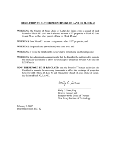 RESOLUTION TO AUTHORIZE EXCHANGE OF LAND ON BLOCK 43 WHEREAS,