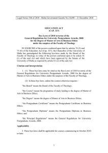 Legal Notice 546 of 2010 - Malta Government Gazette No.18,690 –...  EDUCATION ACT (CAP. 327)