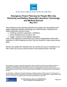 Emergency Power Planning for People Who Use and Medical Devices