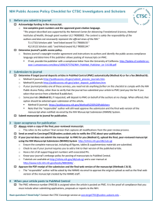 NIH Public Access Policy Checklist for CTSC Investigators and Scholars  1