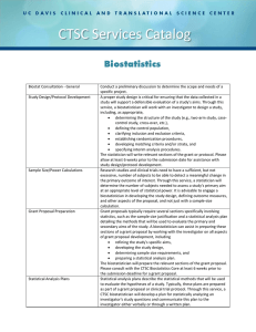 CTSC Services Catalog  Biostatistics  