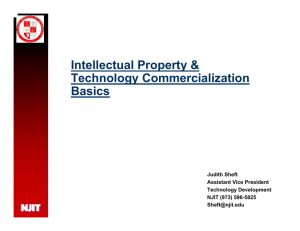 Intellectual Property &amp; Technology Commercialization Basics Judith Sheft