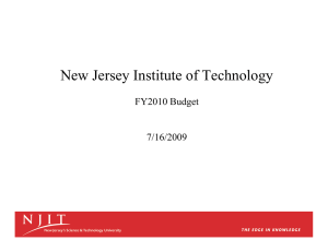 New Jersey Institute of Technology FY2010 Budget 7/16/2009