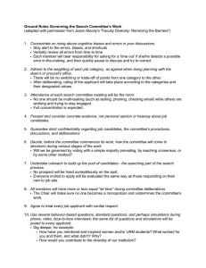 Ground Rules Governing the Search Committee's Work