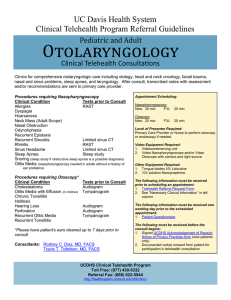 Otolaryngology Pediatric and Adult Clinical Telehealth Consultations