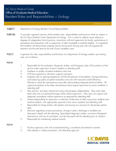 Resident Roles and Responsibilities ~ Urology UC Davis Medical Center