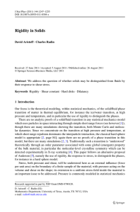 Rigidity in Solids David Aristoff · Charles Radin