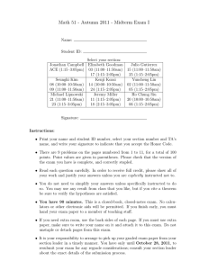 Math 51 - Autumn 2011 - Midterm Exam I