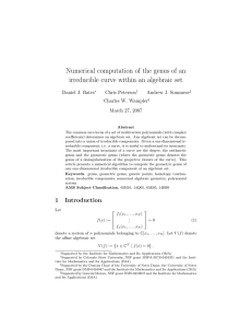 Numerical computation of the genus of an Daniel J. Bates Chris Peterson