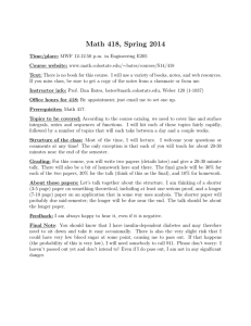 Math 418, Spring 2014