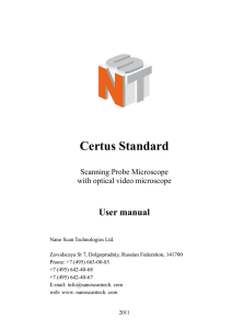 Certus Standard User manual Scanning Probe Microscope with optical video microscope