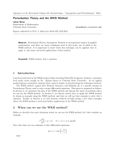 Perturbation Theory and the WKB Method