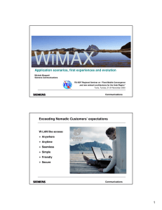 WiMAX + 1 Application scenarios, first experiences and evolution