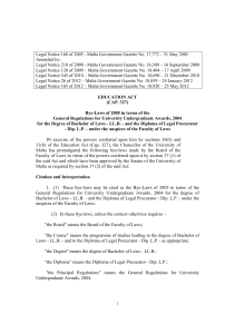 Legal Notice 168 of 2005 - Malta Government Gazette No.... Amended by:
