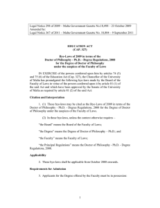 Legal Notice 298 of 2009 – Malta Government Gazette No.18,498 –... Amended by: