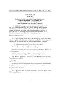 Legal Notice 200 of 2010 – Malta Government Gazette No.... EDUCATION ACT (CAP. 327)
