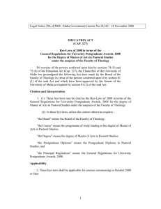 Legal Notice 296 of 2008 - Malta Government Gazette No.18,342 -...  EDUCATION ACT (CAP. 327)