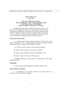 Legal Notice 214 of 2010 - Malta Government Gazette No.18,577 –...  EDUCATION ACT (CAP. 327)