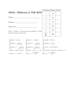 M161, Midterm 2, Fall 2010 Problem Points Score 1 25