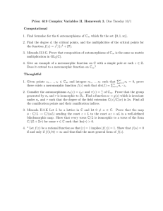 Pries: 619 Complex Variables II. Homework 3. Due Tuesday 10/1 Computational