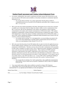 Student Email Agreement and Catalog Acknowledgement Form