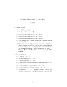 Recovery Homework 2: Functions Math 281