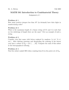 MATH 501 Introduction to Combinatorial Theory