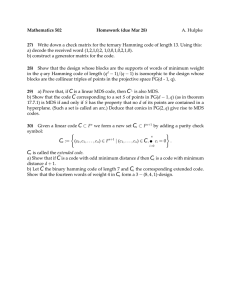 Mathematics 502 Homework (due Mar 28) 27) A. Hulpke