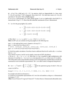 Mathematics 666 Homework (due Sep. 11) 6) A. Hulpke