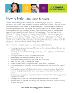 How to Help…  Your Teen in the Hospital