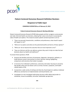 Patient-Centered Outcomes Research Definition Revision: Response to Public Input