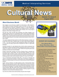 Cultural News Volume 13, Issue 8 August 2015 Black Business Month