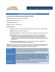   HIE Expansion Grant Project Summary North Coast Health Information Network (NCHIN)