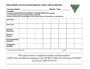 NEW JERSEY STATE POLICE MONTHLY RACE TRACK REPORT