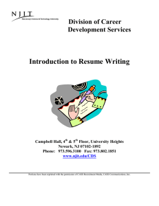 Introduction to Resume Writing Division of Career  Development Services