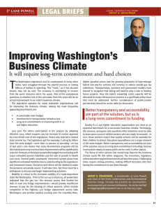 T Improving Washington’s Business Climate It will require long-term commitment and hard choices