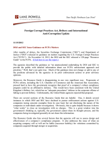 Foreign Corrupt Practices Act, Bribery and International Anti-Corruption Update