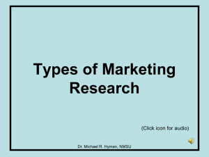 Types of Marketing Research (Click icon for audio) Dr. Michael R. Hyman, NMSU