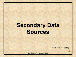 Secondary Data Sources (Click icon for audio) Dr. Michael R. Hyman, NMSU