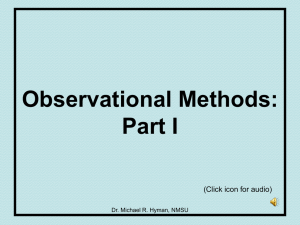 Observational Methods: Part I (Click icon for audio) Dr. Michael R. Hyman, NMSU