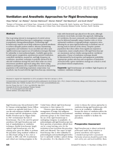FOCUSED REVIEWS Ventilation and Anesthetic Approaches for Rigid Bronchoscopy