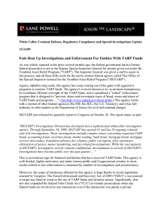 Feds Heat Up Investigations and Enforcement For Entities With TARP...