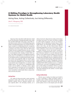 A Shifting Paradigm in Strengthening Laboratory Health Systems for Global Health