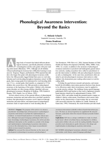 A Phonological Awareness Intervention: Beyond the Basics LSHSS