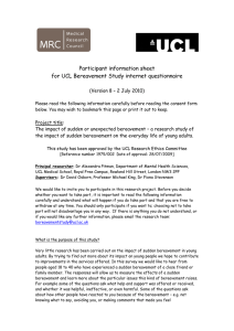 Participant information sheet for UCL Bereavement Study internet questionnaire