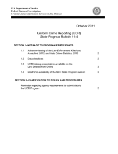 October 2011 Uniform Crime Reporting (UCR) State Program Bulletin
