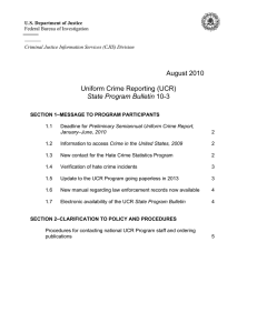 August 2010 Uniform Crime Reporting (UCR)