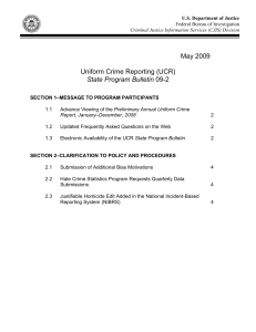 May 2009 Uniform Crime Reporting (UCR) State Program Bulletin